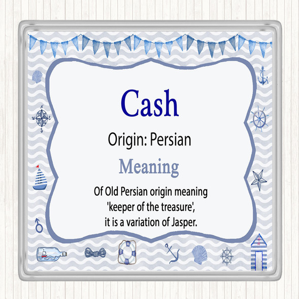 Cash Name Meaning Drinks Mat Coaster Nautical