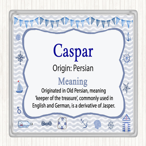 Caspar Name Meaning Drinks Mat Coaster Nautical