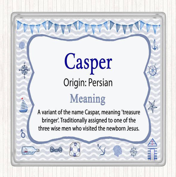 Casper Name Meaning Drinks Mat Coaster Nautical