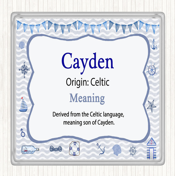 Cayden Name Meaning Drinks Mat Coaster Nautical