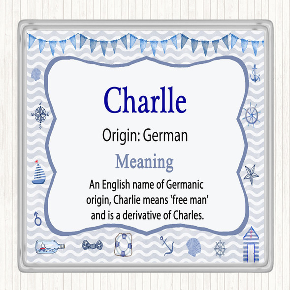 Charlle Name Meaning Drinks Mat Coaster Nautical