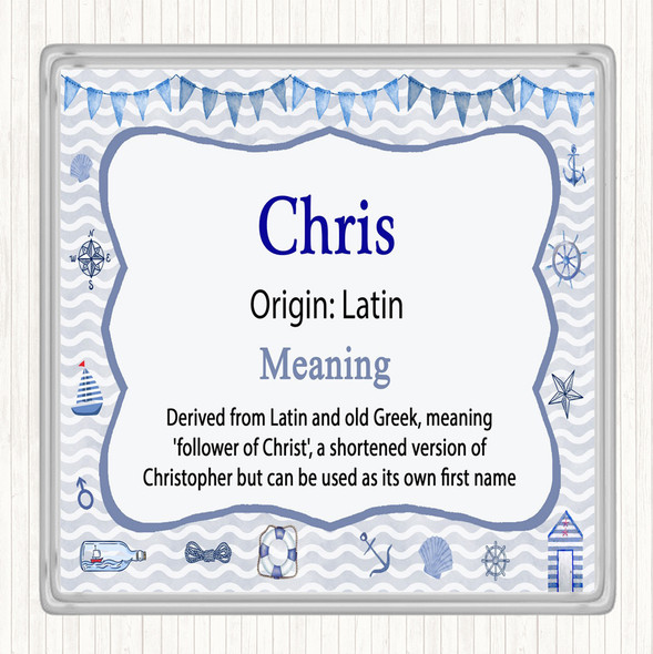Chris Name Meaning Drinks Mat Coaster Nautical