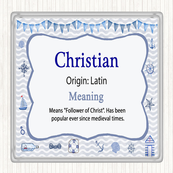 Christian Name Meaning Drinks Mat Coaster Nautical