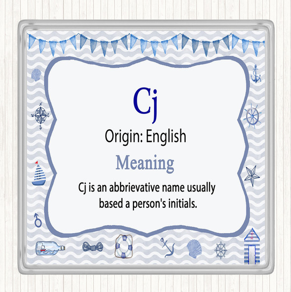 Cj Name Meaning Drinks Mat Coaster Nautical