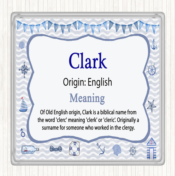 Clark Name Meaning Drinks Mat Coaster Nautical