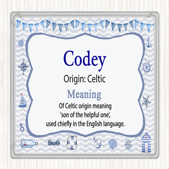 Codey Name Meaning Drinks Mat Coaster Nautical