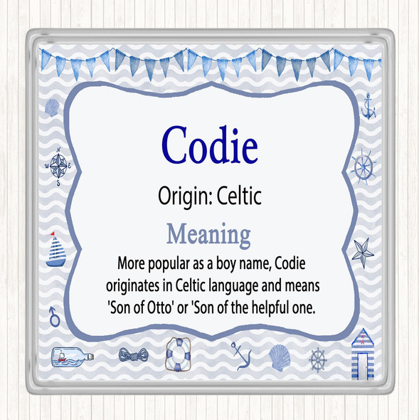 Codie Name Meaning Drinks Mat Coaster Nautical
