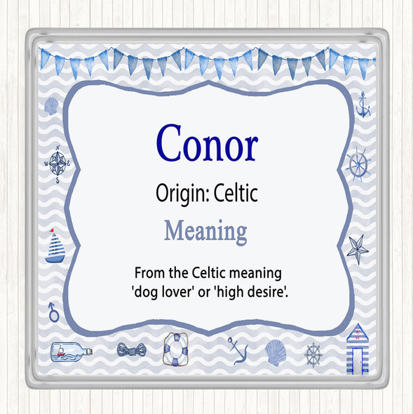 Conor Name Meaning Drinks Mat Coaster Nautical
