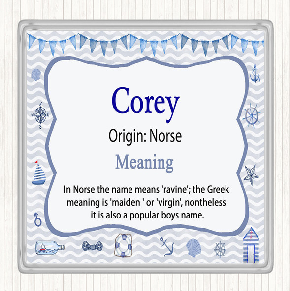 Corey Name Meaning Drinks Mat Coaster Nautical