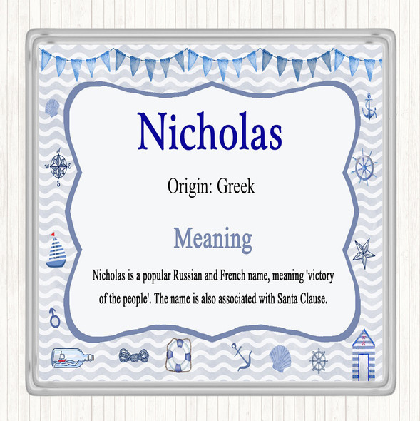 Nicholas Name Meaning Drinks Mat Coaster Nautical