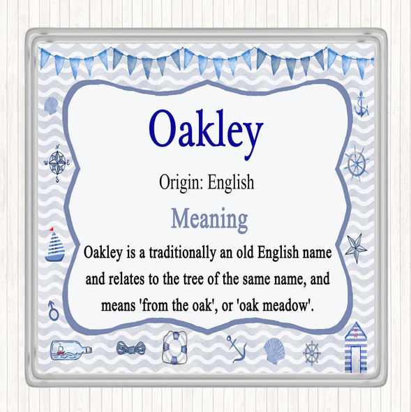 Oakley Name Meaning Drinks Mat Coaster Nautical