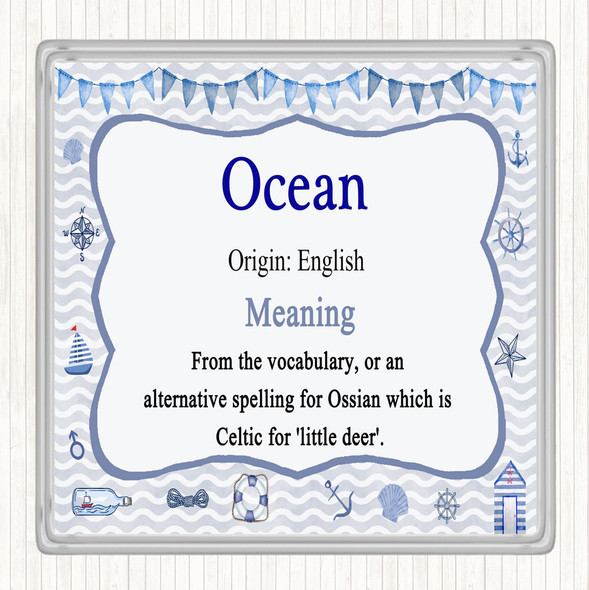 Ocean Name Meaning Drinks Mat Coaster Nautical