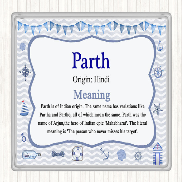 Parth Name Meaning Drinks Mat Coaster Nautical