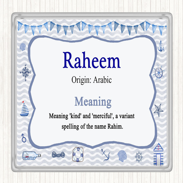 Raheem Name Meaning Drinks Mat Coaster Nautical