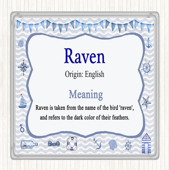 Raven Name Meaning Drinks Mat Coaster Nautical