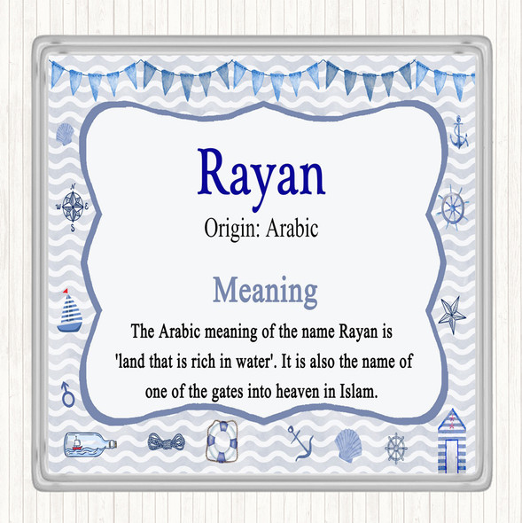 Rayan Name Meaning Drinks Mat Coaster Nautical