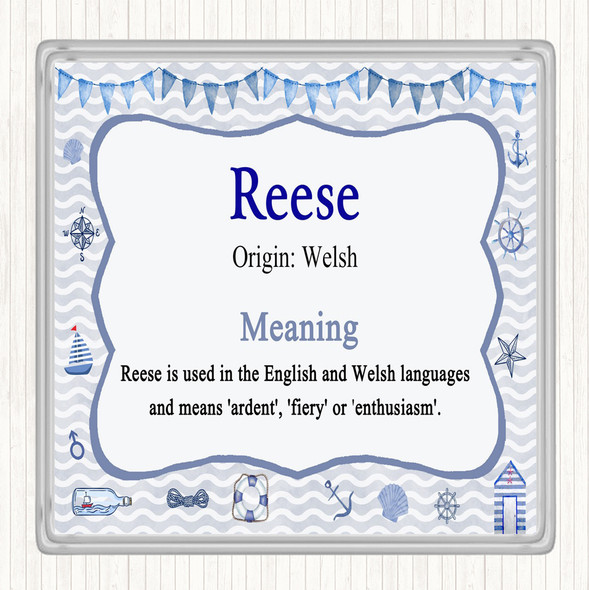 Reese Name Meaning Drinks Mat Coaster Nautical