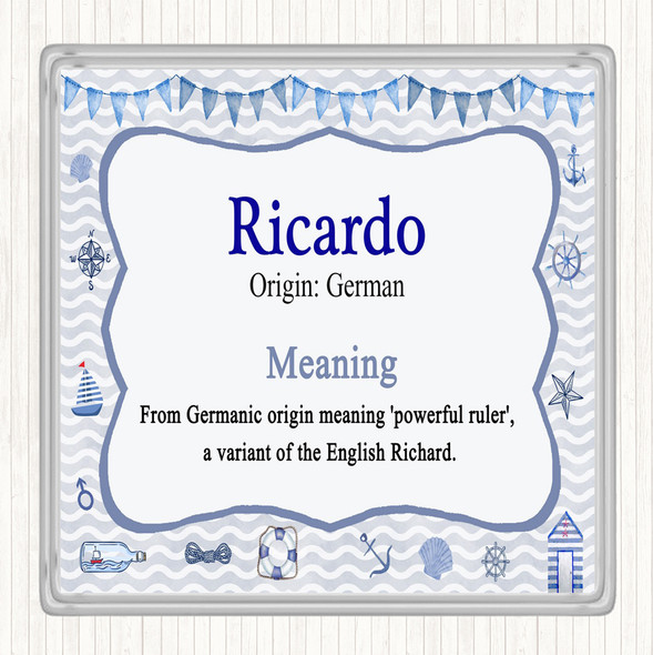 Ricardo Name Meaning Drinks Mat Coaster Nautical