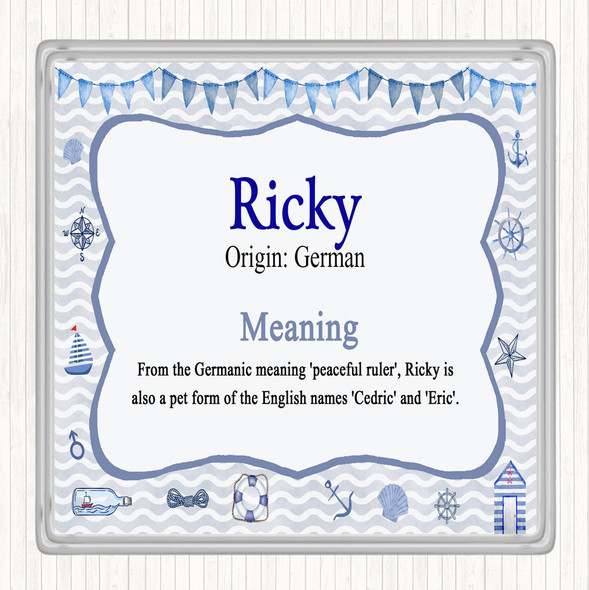 Ricky Name Meaning Drinks Mat Coaster Nautical