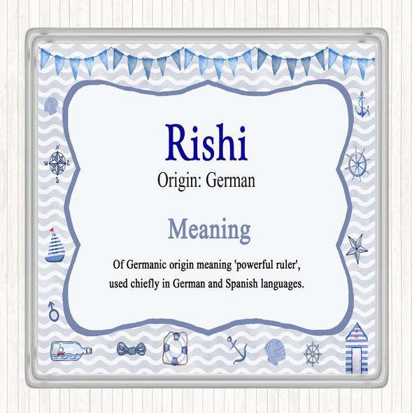 Rishi Name Meaning Drinks Mat Coaster Nautical