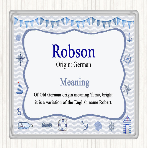 Robson Name Meaning Drinks Mat Coaster Nautical