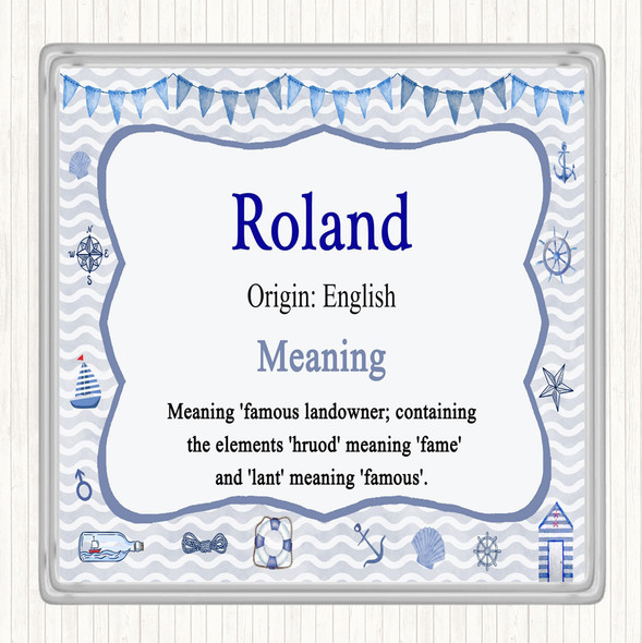 Roland Name Meaning Drinks Mat Coaster Nautical