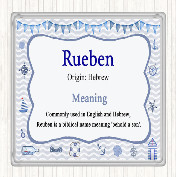 Rueben Name Meaning Drinks Mat Coaster Nautical