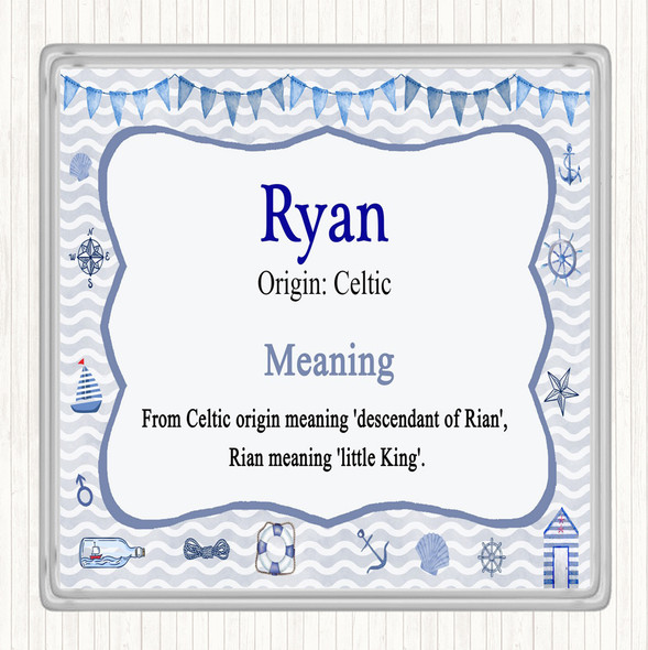 Ryan Name Meaning Drinks Mat Coaster Nautical