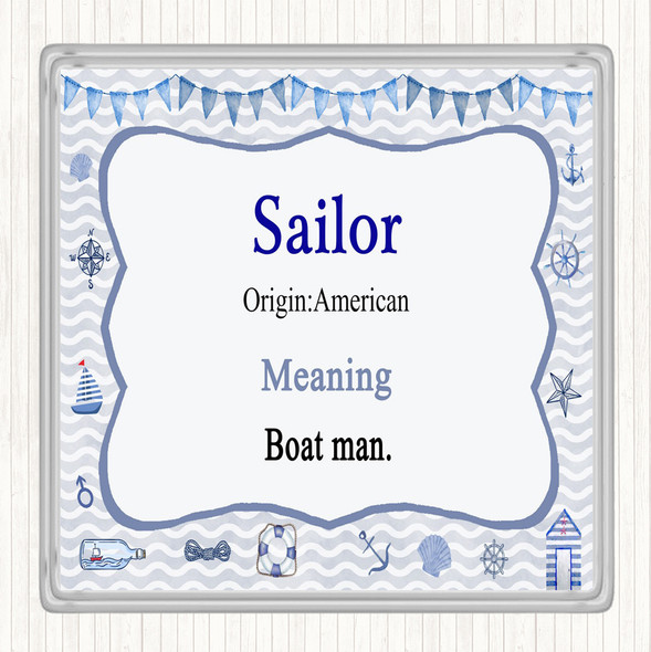 Sailor Name Meaning Drinks Mat Coaster Nautical