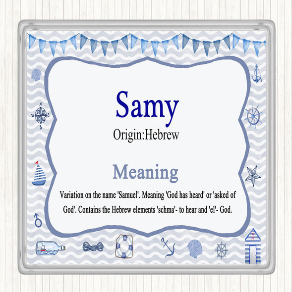 Samy Name Meaning Drinks Mat Coaster Nautical