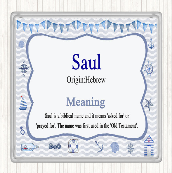 Saul Name Meaning Drinks Mat Coaster Nautical