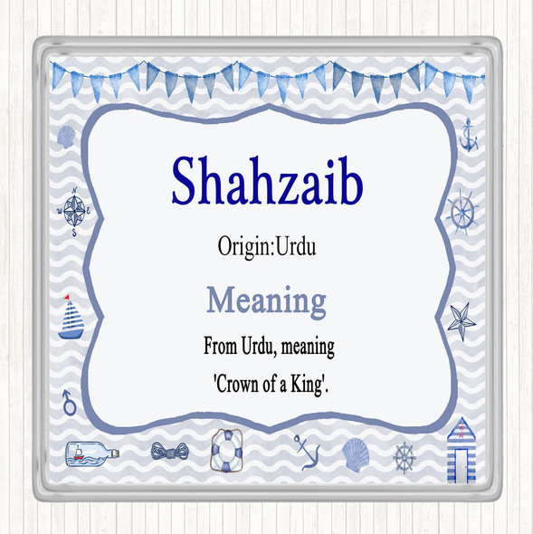 Shahzaib Name Meaning Drinks Mat Coaster Nautical