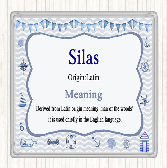 Silas Name Meaning Drinks Mat Coaster Nautical