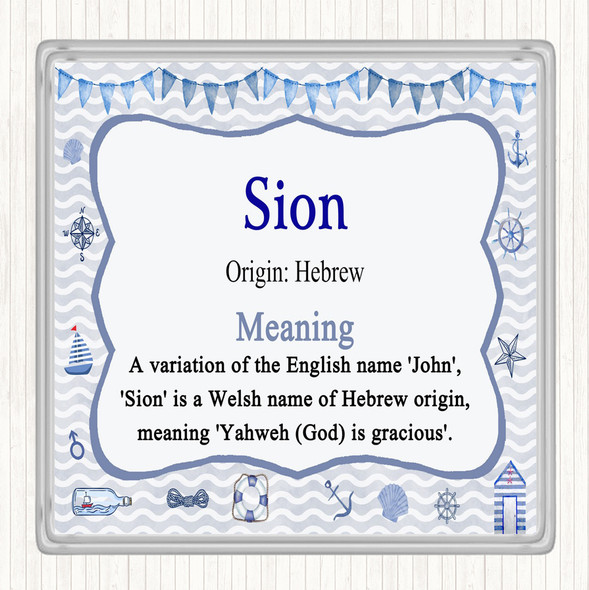 Sion Name Meaning Drinks Mat Coaster Nautical