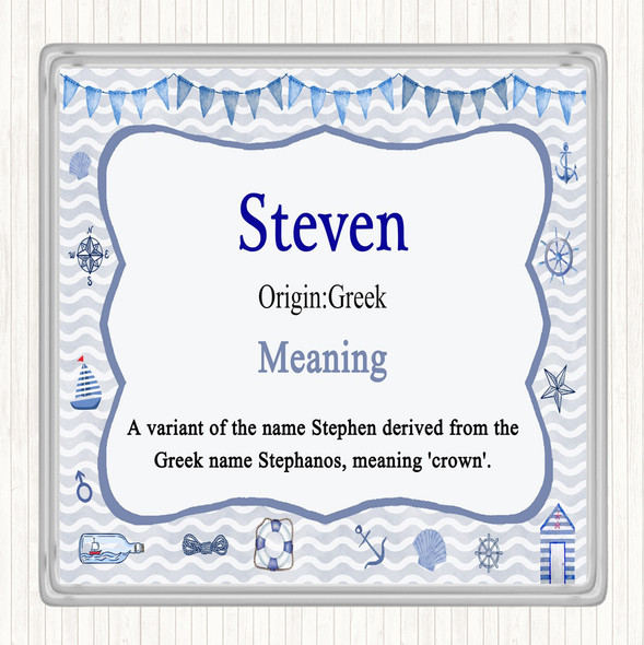 Steven Name Meaning Drinks Mat Coaster Nautical