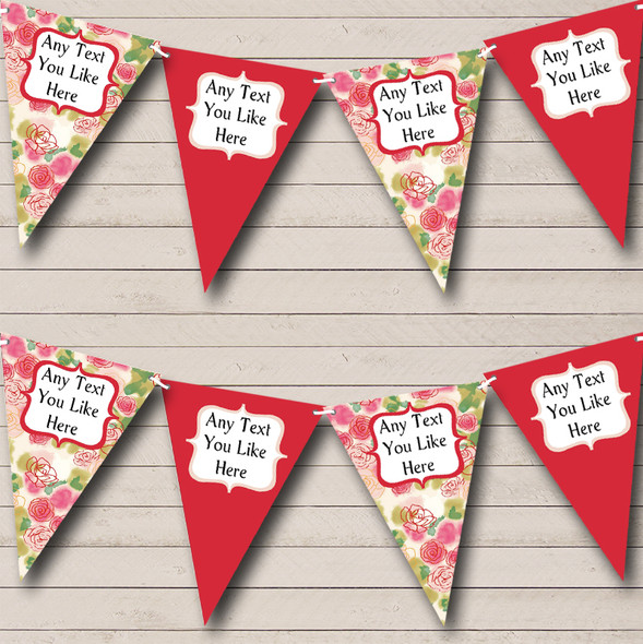 Hot Pink Green Floral Shabby Chic Personalised Engagement Party Bunting