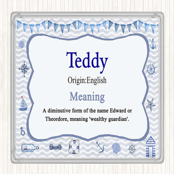 Teddy Name Meaning Drinks Mat Coaster Nautical