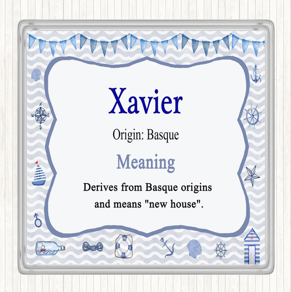 Xavier Name Meaning Drinks Mat Coaster Nautical