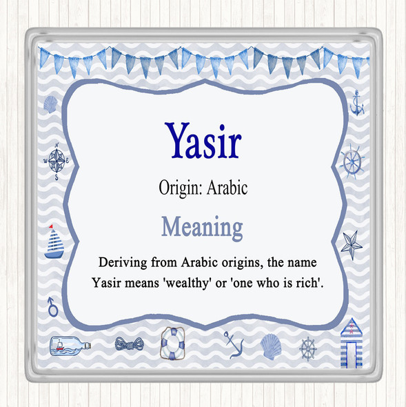 Yasir Name Meaning Drinks Mat Coaster Nautical