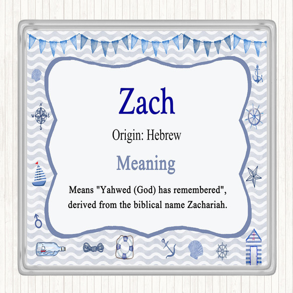 Zach Name Meaning Drinks Mat Coaster Nautical