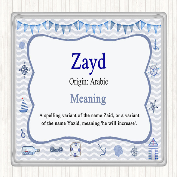 Zayd Name Meaning Drinks Mat Coaster Nautical