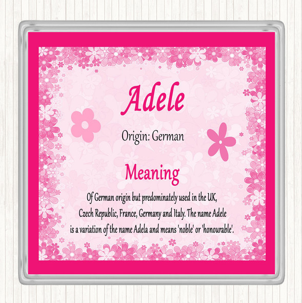 Adele Name Meaning Drinks Mat Coaster Pink