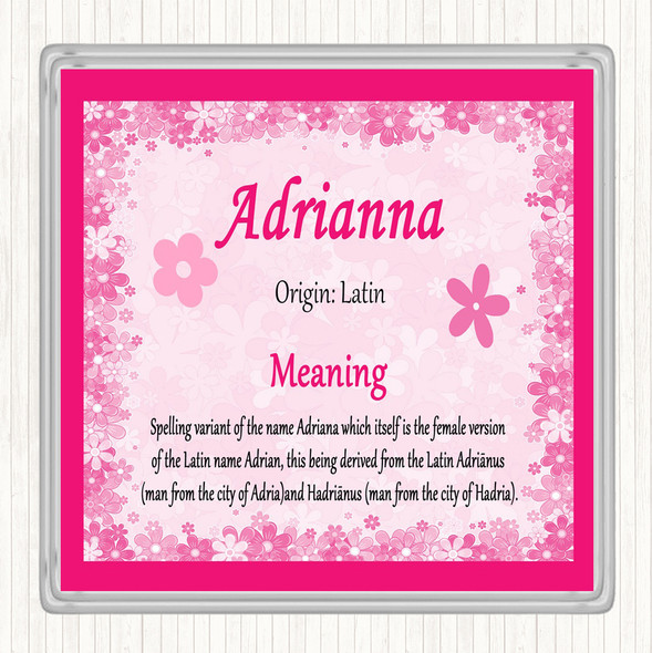 Adrianna Name Meaning Drinks Mat Coaster Pink
