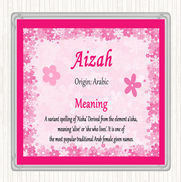 Aizah Name Meaning Drinks Mat Coaster Pink