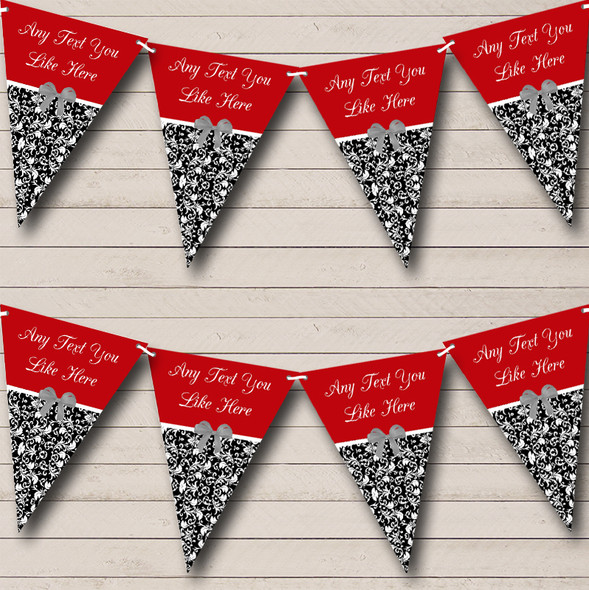 Deep Red Damask Shabby Chic Vintage Personalised Engagement Party Bunting