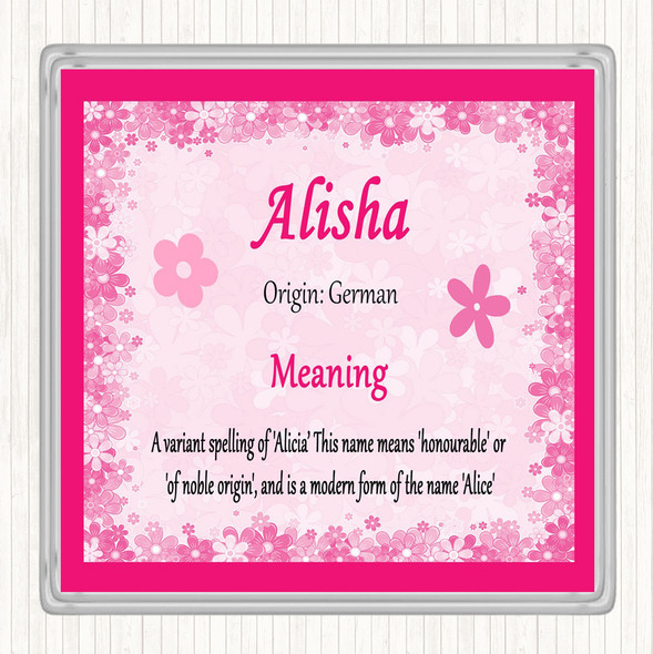 Alisha Name Meaning Drinks Mat Coaster Pink
