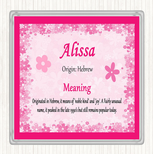 Alissa Name Meaning Drinks Mat Coaster Pink