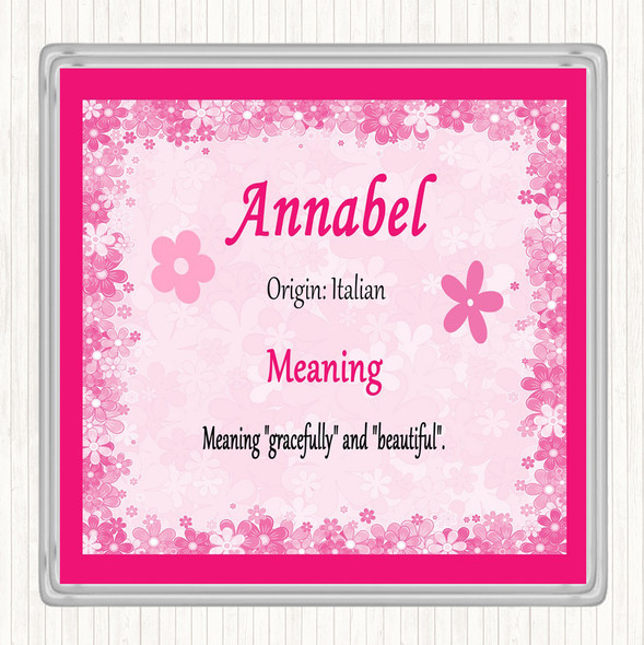 Annabel Name Meaning Drinks Mat Coaster Pink