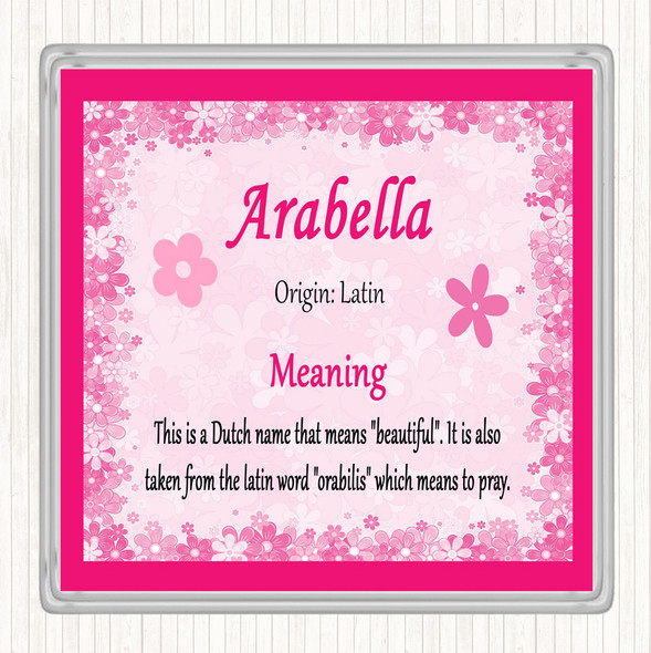 Arabella Name Meaning Drinks Mat Coaster Pink