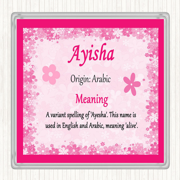Ayisha Name Meaning Drinks Mat Coaster Pink